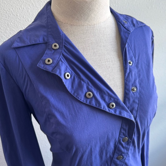 2B BEBE Purple Black Victorian Corset Lace Long Sleeve Shirt Asymmetric Button - Picture 3 of 11